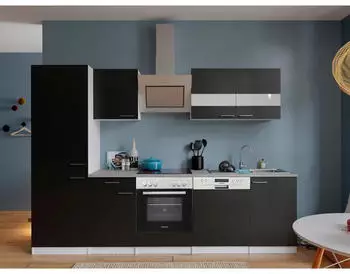 Respekta K&uuml;che K&uuml;chenblock Einbauk&uuml;che Wei&szlig; Schwarz Malia 280 cm (KB280WSCGKE178G)