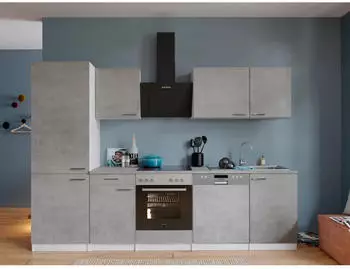 Respekta K&uuml;che K&uuml;chenblock Einbauk&uuml;che Wei&szlig; Beton Malia 280 cm (KB280WBCGKE)