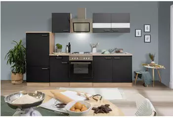 Respekta K&uuml;che K&uuml;chenblock Einbauk&uuml;che Eiche Schwarz Merle 270 cm (KB270ESSS)
