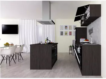 Respekta K&uuml;che Inselk&uuml;che Eiche Schwarz Amanda 310 cm (RP310IESC)