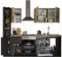 Stella Trading Turin Moderne ohne Elektrogeräte in Schwarz Artisan Eiche Optik - Geräumige Einbauküche mit viel Stauraum - 250 x 211 x 60 cm (B/H/T) (84-ZB6-Z0)