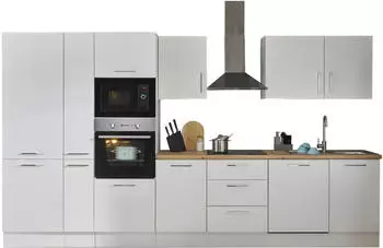 Stella Trading Turin Moderne ohne Elektroger&auml;te in Wei&szlig; Artisan Eiche Optik - Ger&auml;umige Einbauk&uuml;che mit viel Stauraum - 370 x 211 x 60 cm (B/H/T) (84-ZH7-17)