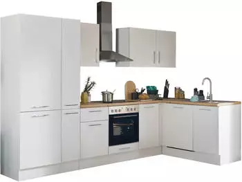 Stella Trading Turin Moderne Eckküche mit Elektrogeräten in Weiß Artisan Eiche Optik - Geräumige in L-Form mit viel Stauraum - 310 x 211 x 60 cm (B/H/T) (8G-LD6-17)
