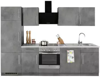 Wiho K&uuml;chen Cali K&uuml;chenzeile 280cm grau/betonfarben, Arbeitsplatte Canvas Grau (76637849-0)