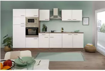 Respekta K&uuml;chenblock 330cm seidenglanz-wei&szlig;/york-eiche (LBKB330EYWMIGKE)