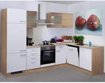 Flex-Well Florida Winkelk&uuml;che ohne E-Ger&auml;te 280x170 cm Eiche-Wei&szlig;
