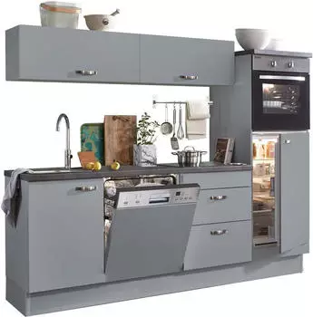 Optifit Cara K&uuml;chenzeile 240 cm (ohne Elektroger&auml;te) grau-grau