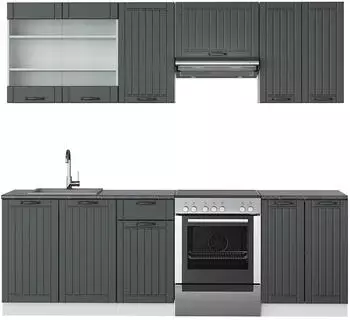 VICCO Fame-Line 240 cm K&uuml;chenzeile Einbau anthrazit (36154)