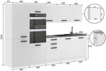 Belini Küchenblock Grace 300 cm ohne E-Geräte Weiß