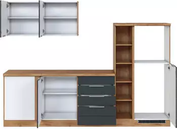 Held M&ouml;bel Winkelk&uuml;che/L-K&uuml;che 240 cm - 270 cm Matt Grau-Wotaneiche (ohne E-Ger&auml;te)