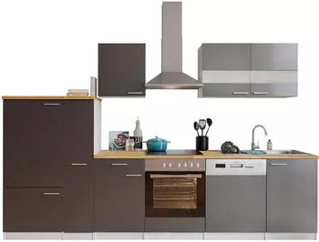 Respekta K&uuml;chenzeile/K&uuml;chenblock Malia 310 cm grau wei&szlig; (ohne E-Ger&auml;te)