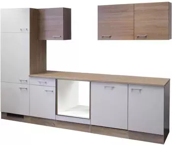 Flex-Well K&uuml;chenzeile Florida 280 cm Sonoma Eiche-Wei&szlig; (ohne E-Ger&auml;te)
