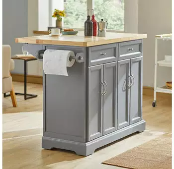 SoBuy FKW71-HG K&uuml;chenwagen mit erweiterbarer Arbeitsplatte Servierwagen Holz BHT ca.: 115x92x46-71cm
