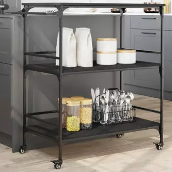 vidaXL K&uuml;chenwagen Schwarz 100,5x50x105 cm (842331)