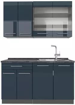 VICCO Fame-Line Dunkelblau Hochglanz/Anthrazit 140 cm ohne Arbeitsplatte Front: Dunkelblau Hochglanz (49714)