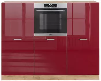 VICCO K&uuml;chenblock R-Line Bordeaux Hochglanz/Goldkraft Eiche (1631)