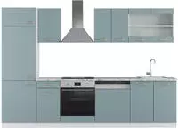Vicco - K&uuml;che R-line, Blau-grau/wei&szlig;, 300 Cm Ohne Arbeitsplatte