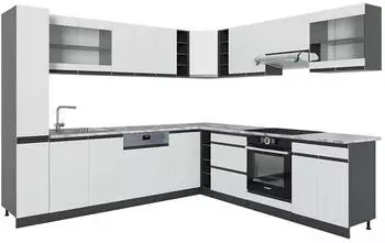 VICCO R-Line Wei&szlig;/Anthrazit 257 x 277 cm J-Shape AP Marmor Front: Wei&szlig; | Arbeitsplatte: Wei&szlig;-Marmor 257 cm x 207 cm x 277 cm (800000831145)