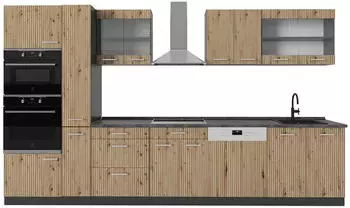 VICCO R-Line Artisan-Eiche/Goldkraft Eiche 350 cm mit Hochschrank ohne... Front: Artisan-Eiche (800000826114)