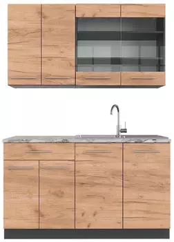 VICCO Fame-Line Goldkraft Eiche/Anthrazit 140 cm AP Marmor Front: Goldkraft Eiche | Arbeitsplatte: Wei&szlig;-Marmor (800000826296)
