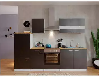 Respekta K&uuml;che Leerblock Einbauk&uuml;che Wei&szlig; Grau Malia 270 cm (001899028801)