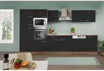 Respekta K&uuml;che K&uuml;chenblock Eiche York Schwarz Oliver 340 cm (KB340EYSMIGKE)