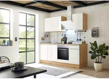 Respekta K&uuml;che K&uuml;chenblock Marleen Premium 220 cm Wei&szlig; Artisan Eiche (BEMA220AW)