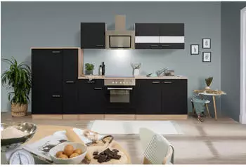 Respekta K&uuml;che K&uuml;chenblock Einbauk&uuml;che Eiche Schwarz Merle 300 cm (KB300ESSSC)
