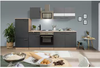 Respekta K&uuml;che K&uuml;chenblock Einbauk&uuml;che Eiche Grau Merle 270 cm (KB270ESGS)
