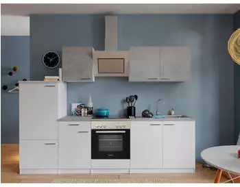 Respekta K&uuml;che K&uuml;chenblock Einbauk&uuml;che Wei&szlig; Beton Malia 270 cm (KB270WWBSCG)