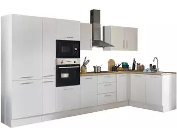 Stella Trading Turin Moderne Eckk&uuml;che ohne Elektroger&auml;te in Wei&szlig; Artisan Eiche Optik - Ger&auml;umige in L-Form mit viel Stauraum - 360 x 211 x 60 cm (B/H/T) (84-LH5-17)