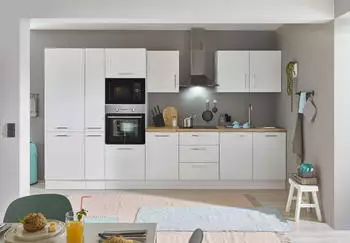 Stella Trading Turin Moderne mit Elektrogeräten in Weiß Artisan Eiche Optik - Geräumige Einbauküche mit viel Stauraum - 360 x 211 x 60 cm (B/H/T) (8G-KH5-17)