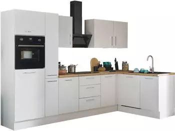 Stella Trading Turin Moderne Eckküche mit Elektrogeräten in Weiß Artisan Eiche Optik - Geräumige in L-Form mit viel Stauraum - 310 x 211 x 60 cm (B/H/T) (8G-PB7-17)