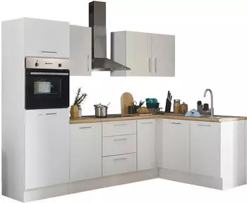 Stella Trading Turin Moderne Eckk&uuml;che ohne Elektroger&auml;te in Wei&szlig; Artisan Eiche Optik - Ger&auml;umige in L-Form mit viel Stauraum - 270 x 211 x 60 cm (B/H/T) (84-LA5-17)