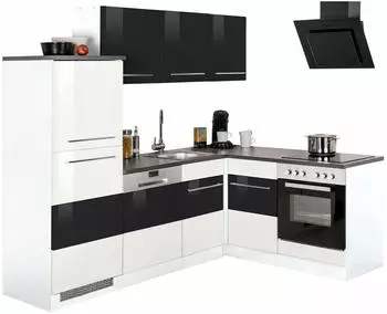 Kochstation KS-Trient 230x170cm wei&szlig; Hochglanz/anthrazit Hochglanz