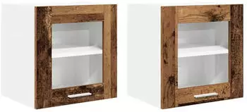 vidaXL Wall kitchen cabinet Riga set of 2 with shelves 40 x 31 x 40 cm aged wood