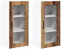 vidaXL Wandglas-Schrank LUCCA 2 pcs Altholz 40 x 31 x 80 cm