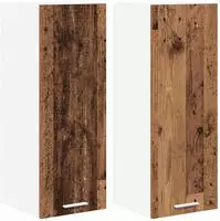 vidaXL H&auml;ngeschrank mit T&uuml;r 2 pcs Altes Holz und Wei&szlig; 30 x 31 x 80 cm