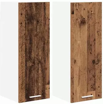 vidaXL Wall kitchen cabinet aged wood with white (set of 2) 30 x 31 x 80 cm