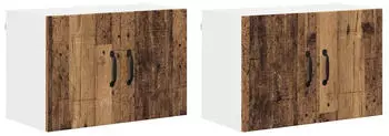 vidaXL Wall kitchen cabinet Kalmar aged wood with door set of 2 60 x 31 x 40 cm