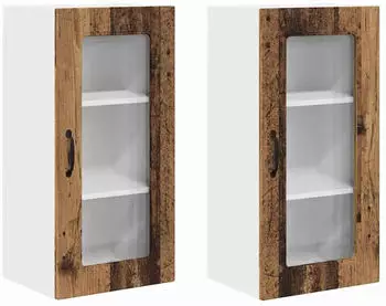 vidaXL Wall kitchen cabinet Kalmar aged wood with 2 doors and 6 shelves 40 x 31 x 80 cm
