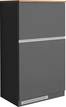 Kochstation KS-Sole K&uuml;chenschrank-Set 90cm Front anthrazit matt, Arbeitsplatte Wotan Eiche