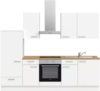 Nobilia Touch I K&uuml;chenzeile Alpinwei&szlig; supermatt, Arbeitsplatte Eiche Sierra, 270cm (Touch I)