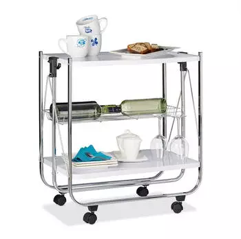Relaxdays Servierwagen klappbar 68,5 x 68 x 40,5 cm wei&szlig;