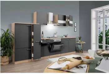 Respekta K&uuml;chenblock 300cm Eiche Sonoma grau (ohne Ger&auml;te)
