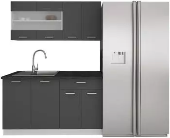 Mid.you Singlek&uuml;che / K&uuml;chenzeile Esilo 140 cm (ohne E-Ger&auml;te) Anthrazit Wei&szlig;