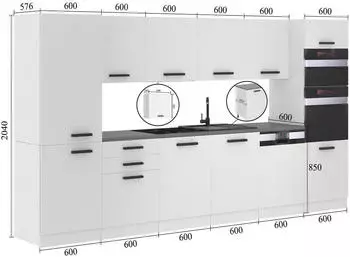Belini K&uuml;chenzeile Naomi 360 cm wei&szlig; matt (ohne Elektroger&auml;ten)
