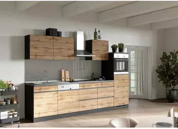 Held M&ouml;bel K&uuml;chenblock TURIN 300 cm Wotan Eiche/Graphit (000307016537)