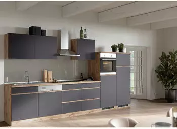 Held M&ouml;bel K&uuml;chenblock TURIN 360 cm grau matt-Wotan Eiche (mit E-Ger&auml;ten) (000307016552)