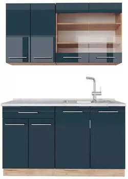 VICCO Fame-Line Dunkelblau Hochglanz/Goldkraft Eiche 140 cm AP Marmor Dunkelblau Hochglanz/Goldkraft Eiche | Front: Dunkelblau Hochglanz (800000826261)